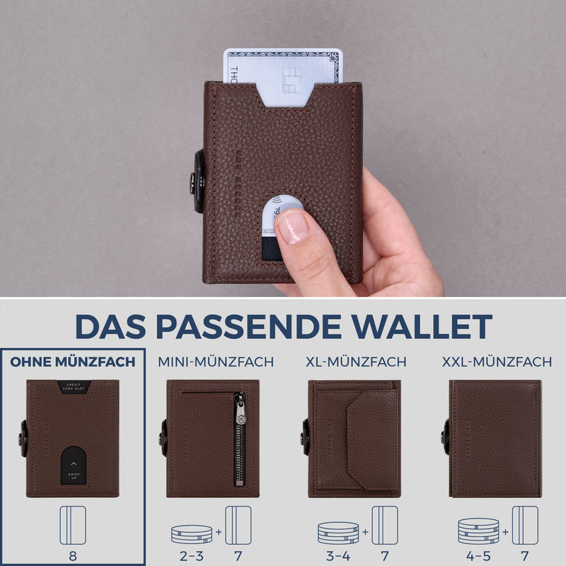 Slim Wallet mit RFID-Schutz & 8 Kartenfächer (Genarbt)