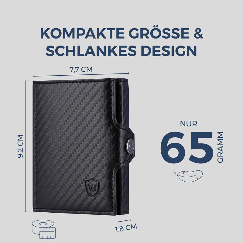 Slim Wallet mit RFID-Schutz & 8 Kartenfächer (Carbon)