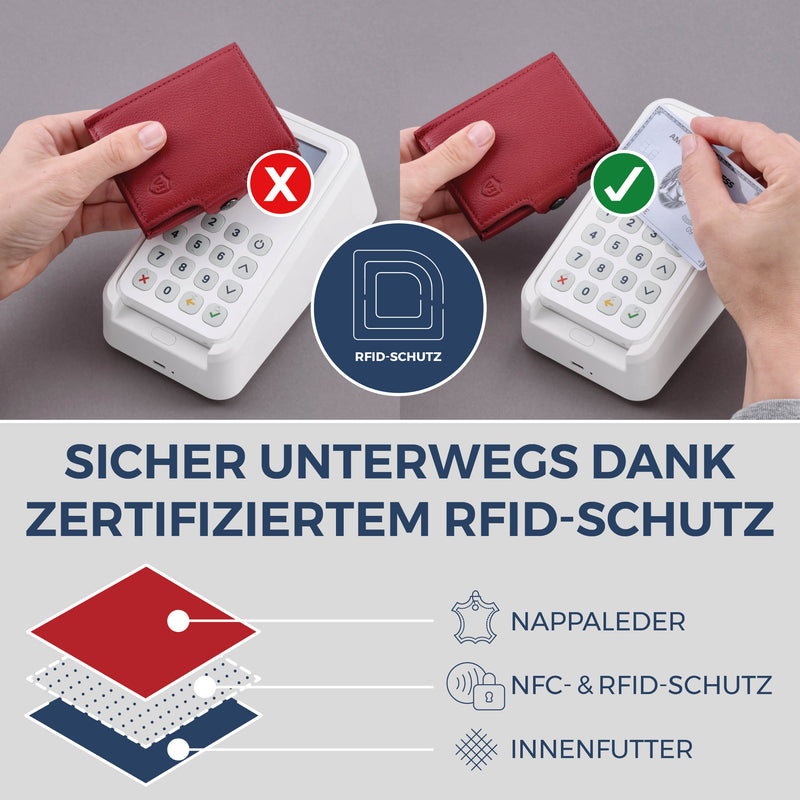 Slim Wallet mit RFID-Schutz & 8 Kartenfächer (Genarbt)