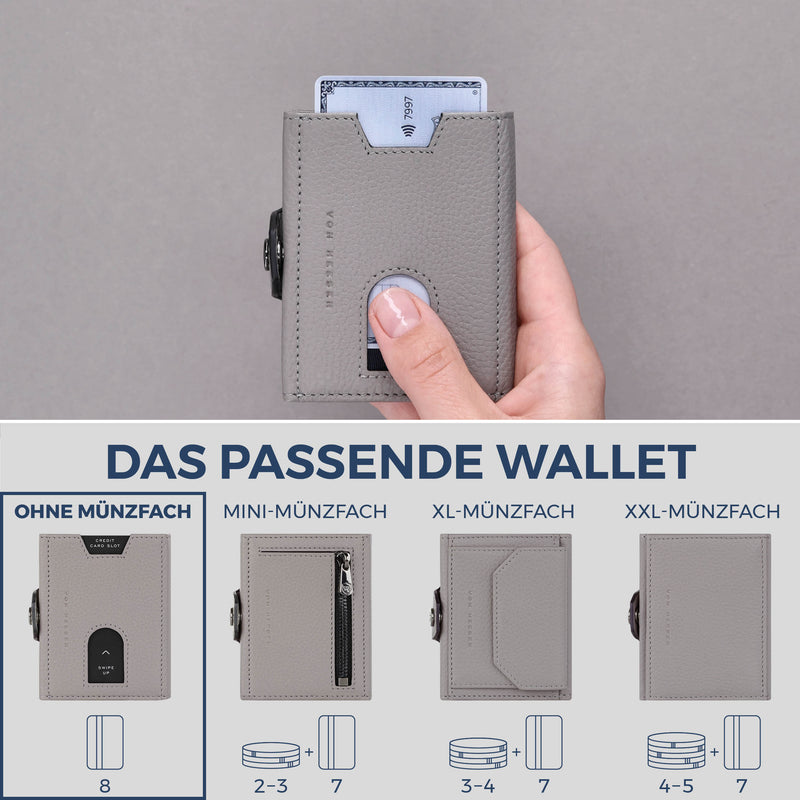 Slim Wallet mit RFID-Schutz & 8 Kartenfächer (Genarbt)