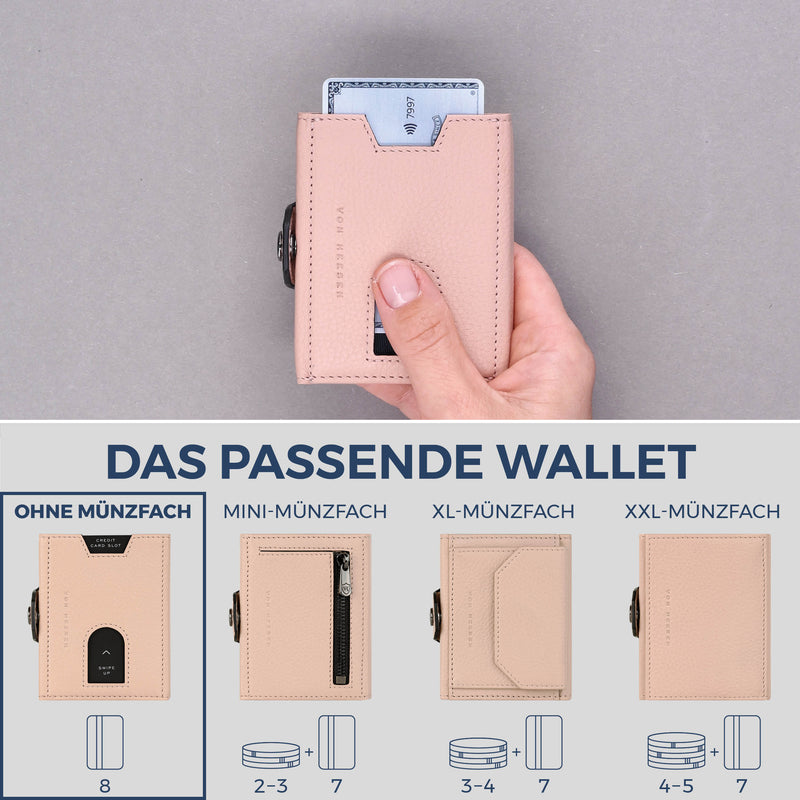 Slim Wallet mit RFID-Schutz & 8 Kartenfächer (Genarbt)