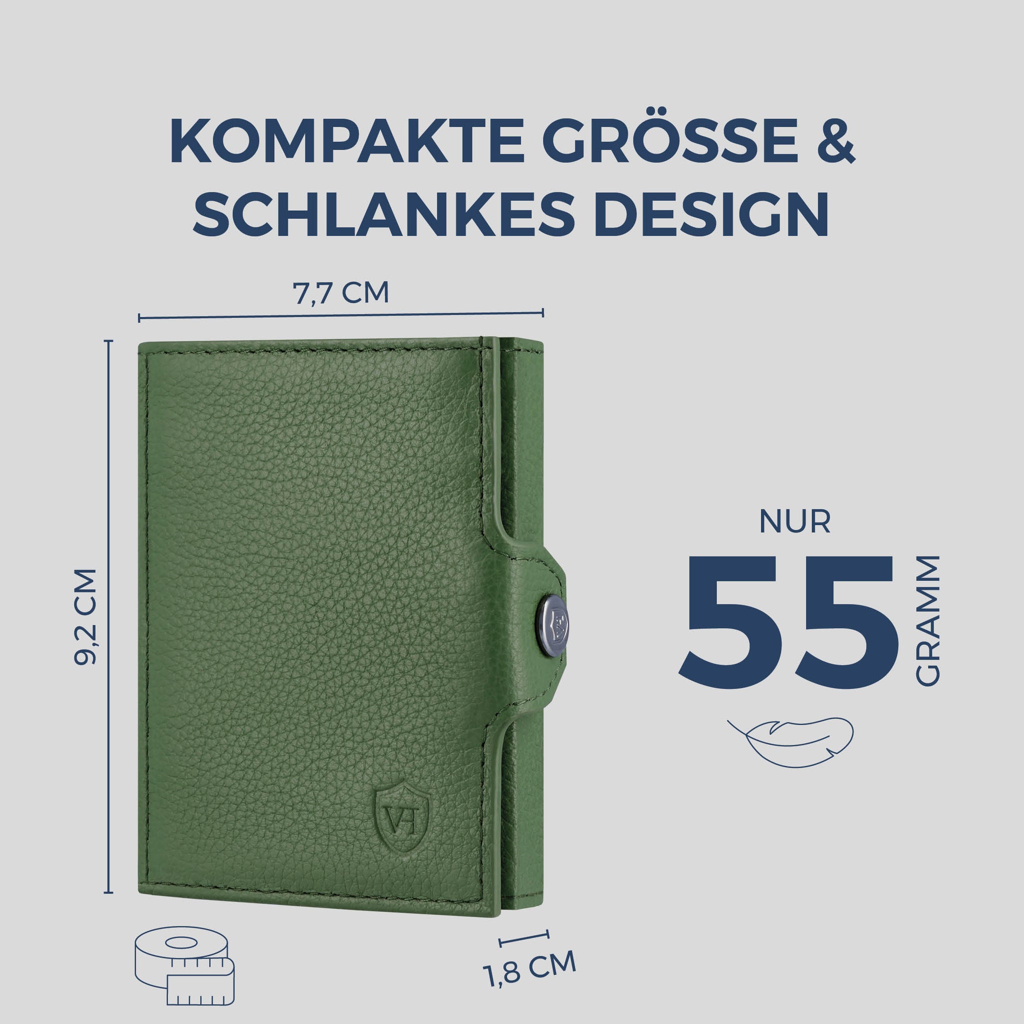 Slim Wallet mit RFID-Schutz & 8 Kartenfächer (Genarbt)