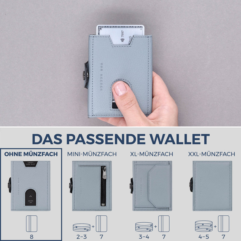 Slim Wallet mit RFID-Schutz & 8 Kartenfächer (Genarbt)