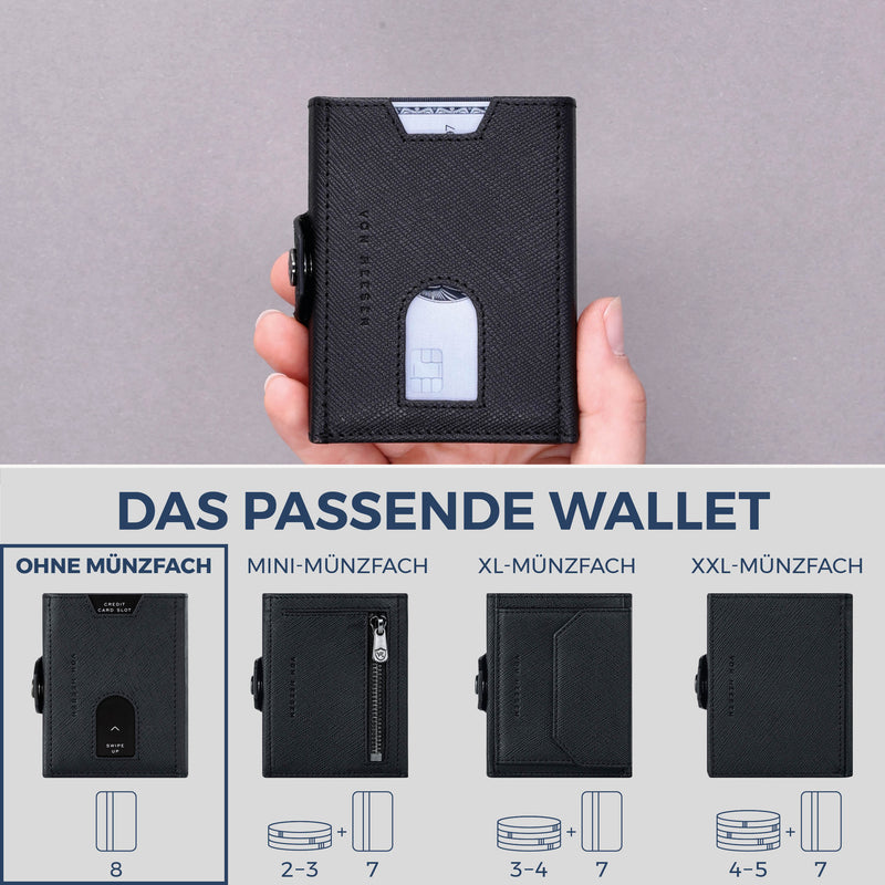 Slim Wallet mit RFID-Schutz & 8 Kartenfächer (Saffiano)