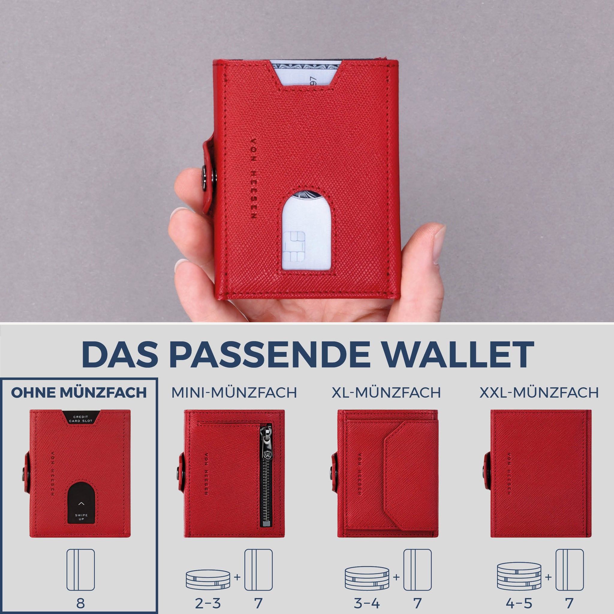 Slim Wallet mit RFID-Schutz & 8 Kartenfächer (Saffiano)