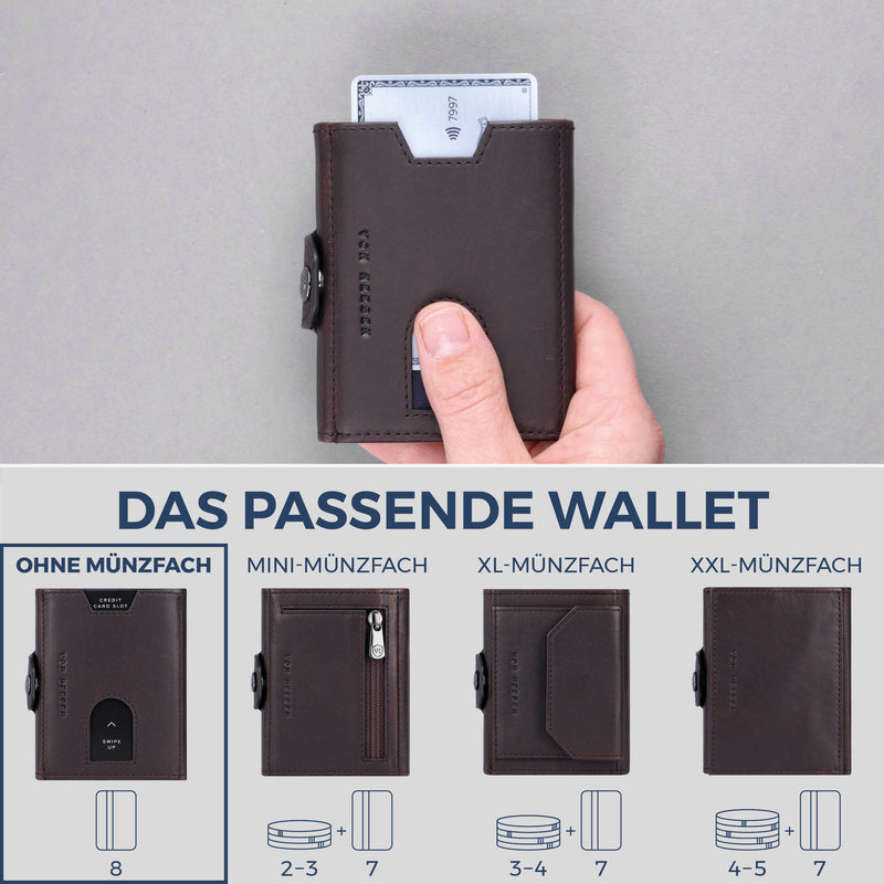 Slim Wallet mit RFID-Schutz & 8 Kartenfächer (Waxy)