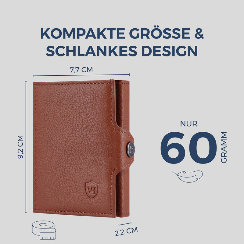 Slim Wallet mit RFID-Schutz, 7 Kartenfächer & Mini-Münzfach (Genarbt)