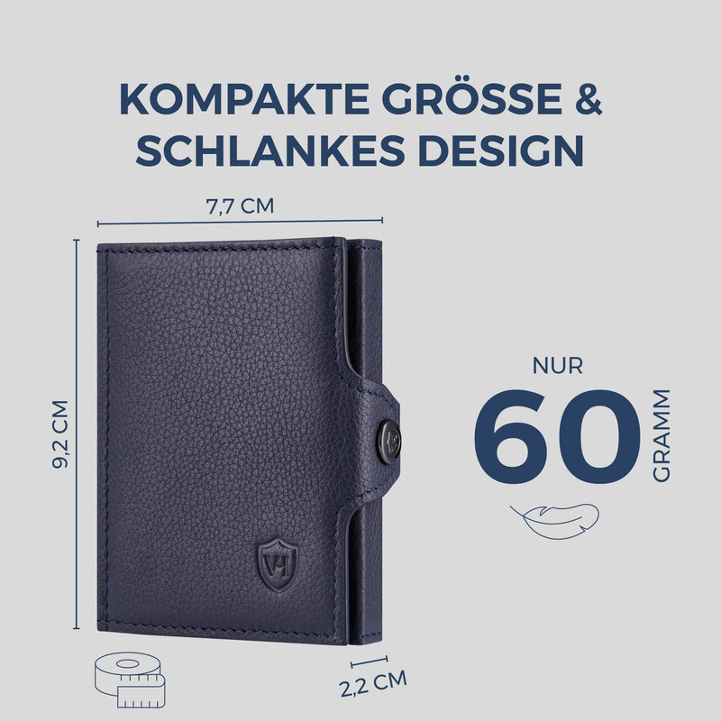 Slim Wallet mit RFID-Schutz, 7 Kartenfächer & Mini-Münzfach (Genarbt)
