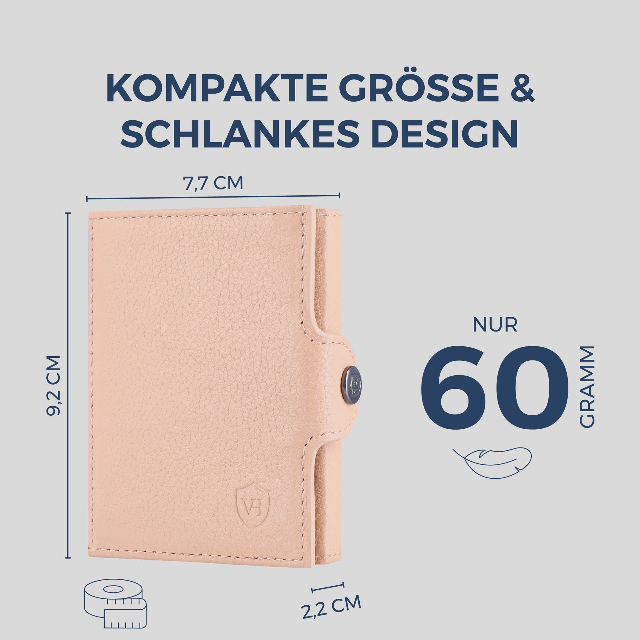 Slim Wallet mit RFID-Schutz, 7 Kartenfächer & Mini-Münzfach (Genarbt)