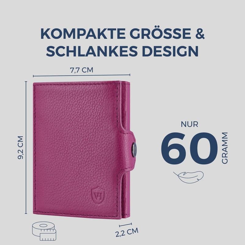 Slim Wallet mit RFID-Schutz, 7 Kartenfächer & Mini-Münzfach (Genarbt)