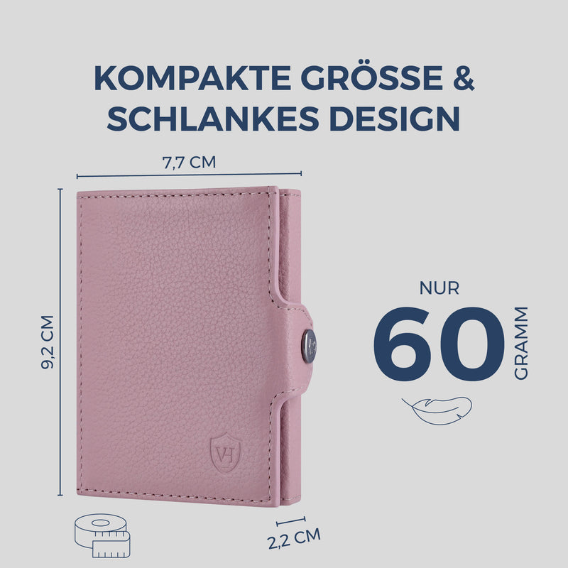 Slim Wallet mit RFID-Schutz, 7 Kartenfächer & Mini-Münzfach (Genarbt)