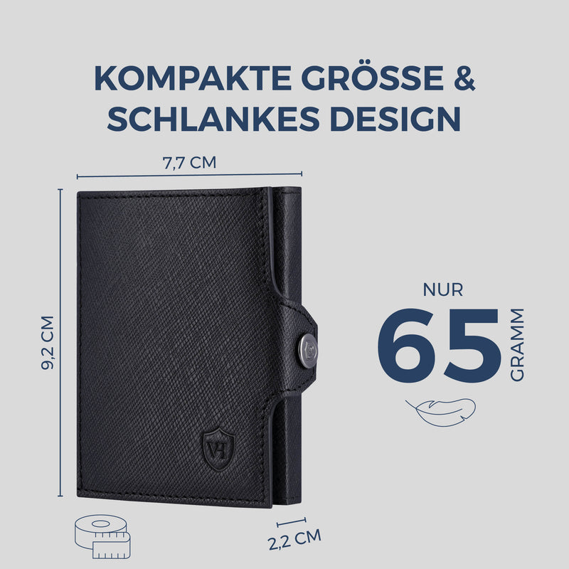 Slim Wallet mit RFID-Schutz, 7 Kartenfächer & Mini-Münzfach (Saffiano)