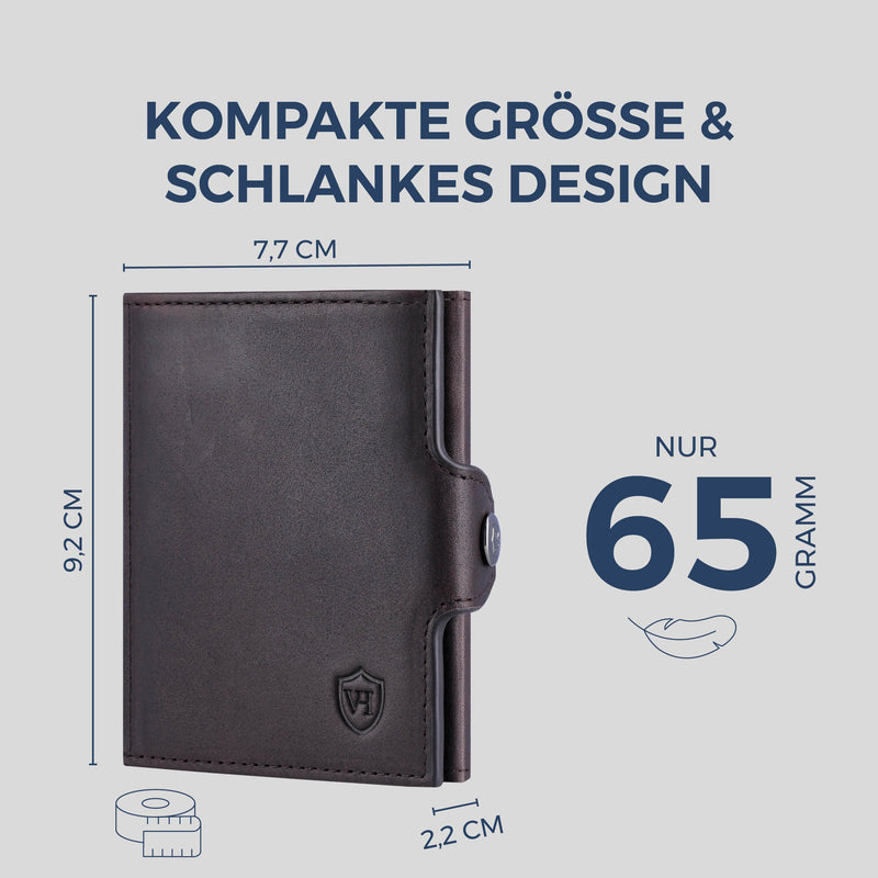 Slim Wallet mit RFID-Schutz, 7 Kartenfächer & Mini-Münzfach (Waxy)