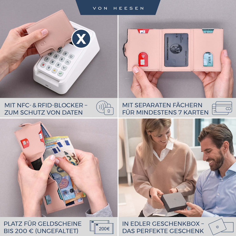 Slim Wallet mit RFID-Schutz, 5 Kartenfächer und XL-Münzfach