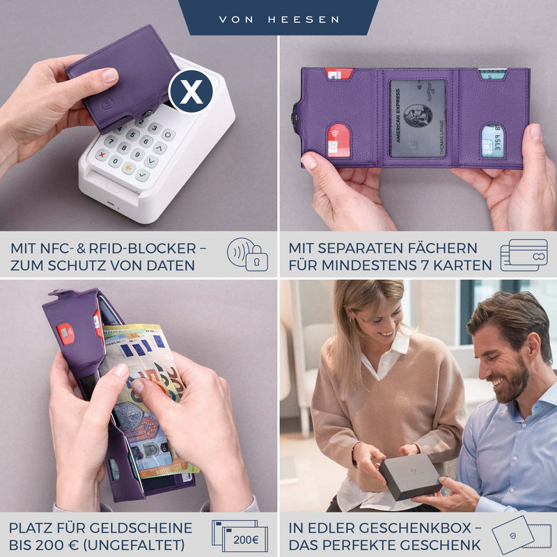 Slim Wallet mit RFID-Schutz, 5 Kartenfächer und XL-Münzfach