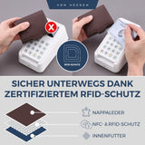 Slim Wallet mit RFID-Schutz, 5 Kartenfächer und XL-Münzfach