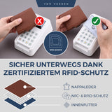 Slim Wallet mit RFID-Schutz, 5 Kartenfächer und XL-Münzfach