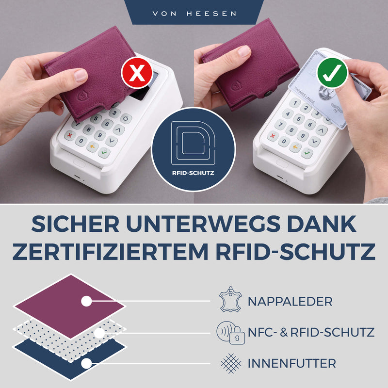 Slim Wallet mit RFID-Schutz, 5 Kartenfächer und XL-Münzfach