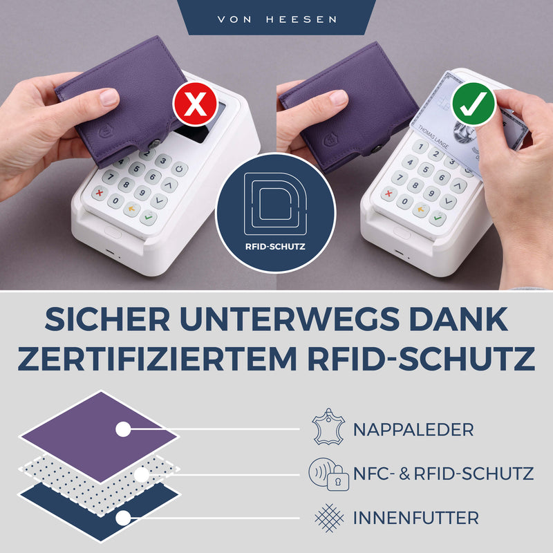 Slim Wallet mit RFID-Schutz, 5 Kartenfächer und XL-Münzfach