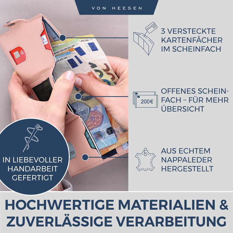 Slim Wallet mit RFID-Schutz, 5 Kartenfächer und XL-Münzfach