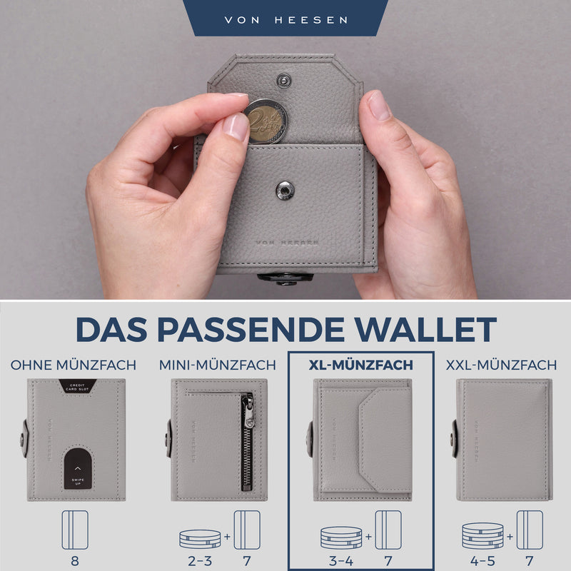 Slim Wallet mit RFID-Schutz, 5 Kartenfächer und XL-Münzfach