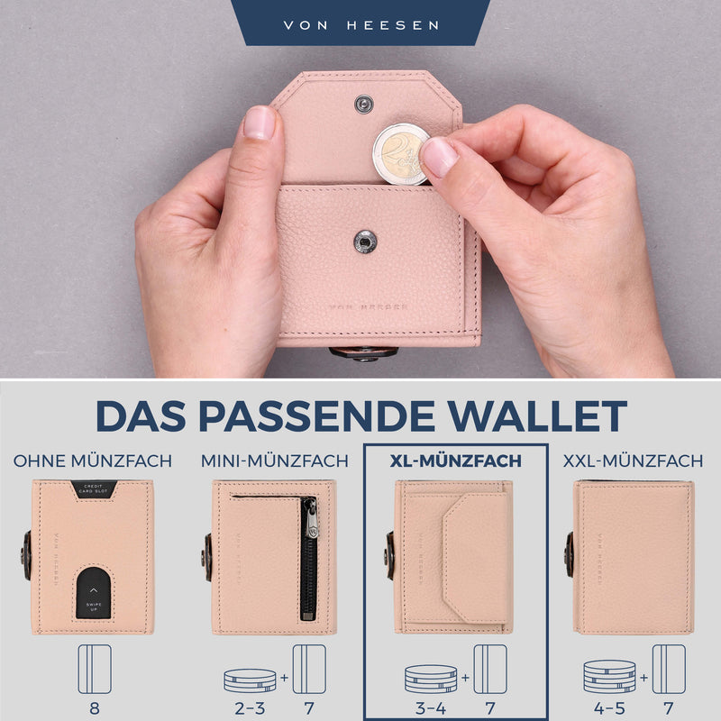 Slim Wallet mit RFID-Schutz, 5 Kartenfächer und XL-Münzfach