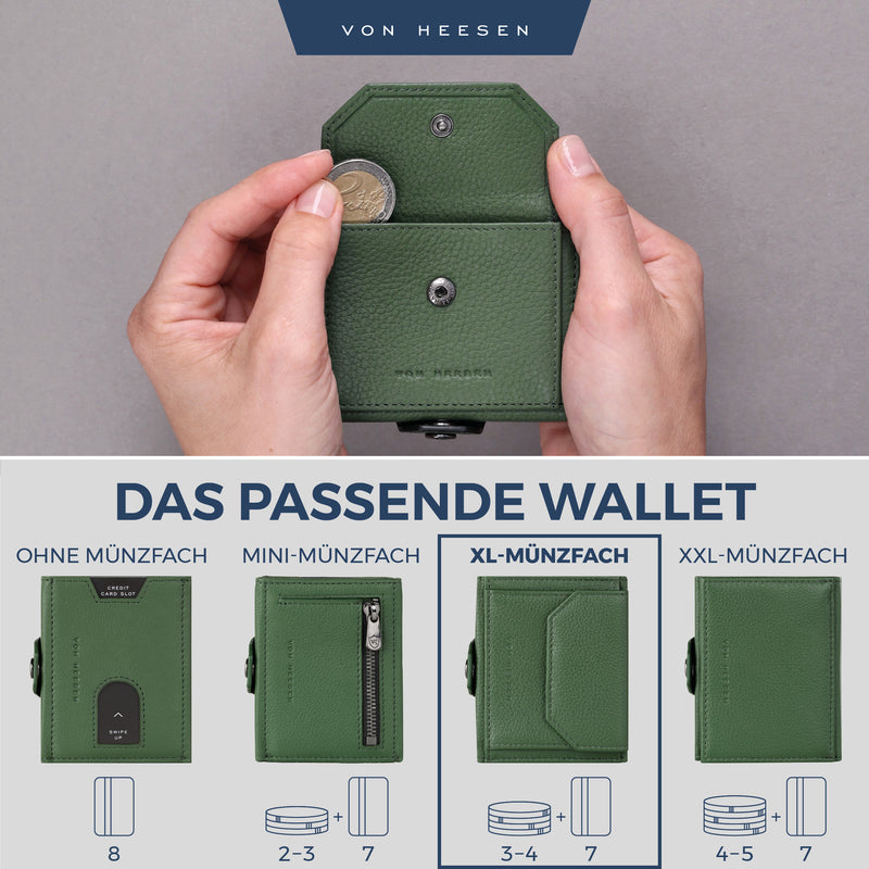 Slim Wallet mit RFID-Schutz, 5 Kartenfächer und XL-Münzfach