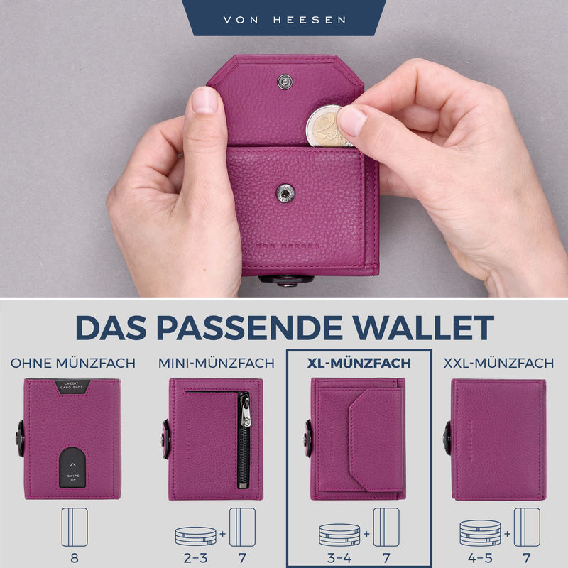 Slim Wallet mit RFID-Schutz, 5 Kartenfächer und XL-Münzfach