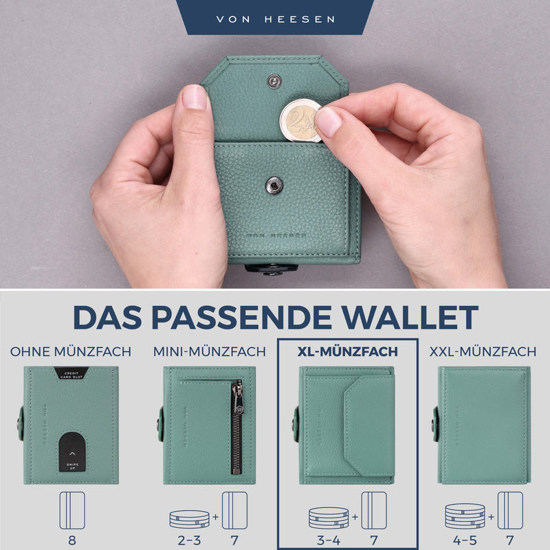 Slim Wallet mit RFID-Schutz, 5 Kartenfächer und XL-Münzfach