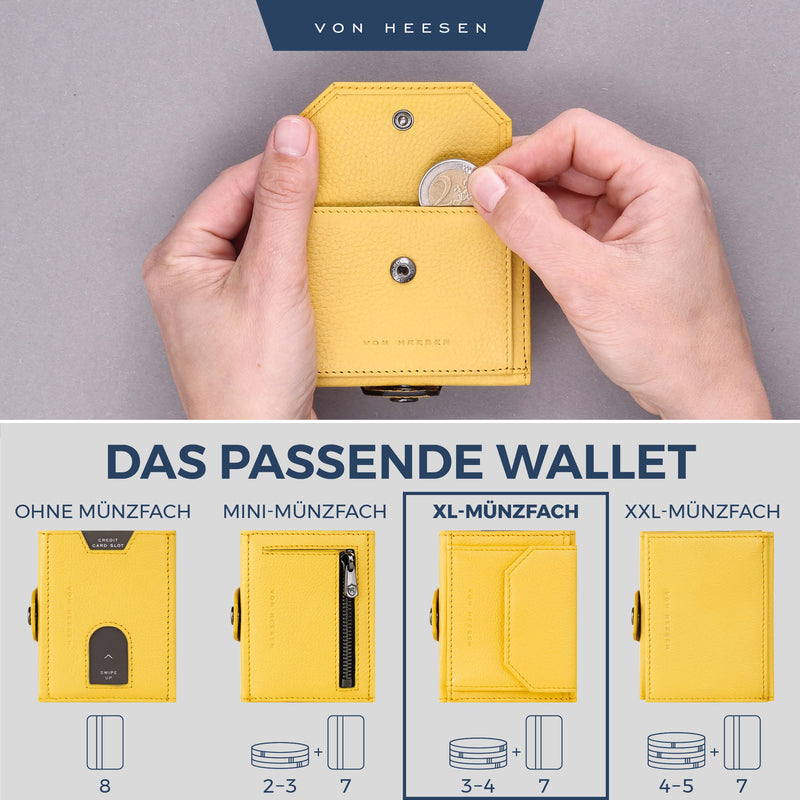 Slim Wallet mit RFID-Schutz, 5 Kartenfächer und XL-Münzfach