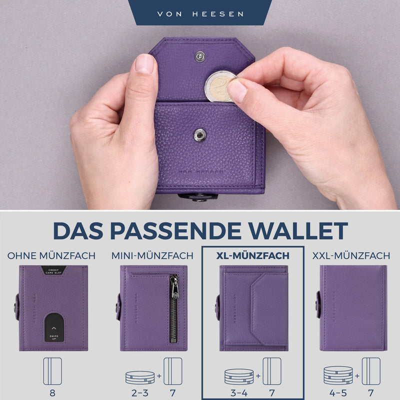 Slim Wallet mit RFID-Schutz, 5 Kartenfächer und XL-Münzfach