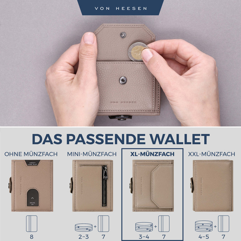 Slim Wallet mit RFID-Schutz, 5 Kartenfächer und XL-Münzfach