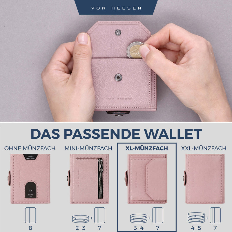 Slim Wallet mit RFID-Schutz, 5 Kartenfächer und XL-Münzfach