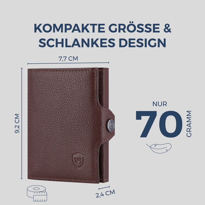 Slim Wallet mit RFID-Schutz, 7 Kartenfächer & XL-Münzfach (Genarbt)
