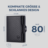 Slim Wallet mit RFID-Schutz, 7 Kartenfächer & XL-Münzfach (Carbon)