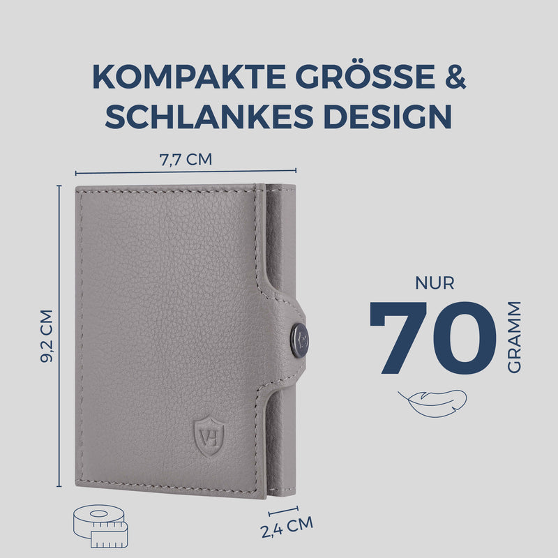 Slim Wallet mit RFID-Schutz, 7 Kartenfächer & XL-Münzfach (Genarbt)