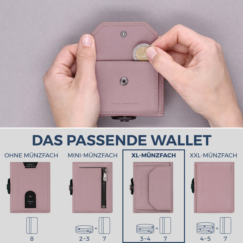 Slim Wallet mit RFID-Schutz, 7 Kartenfächer & XL-Münzfach (Genarbt)