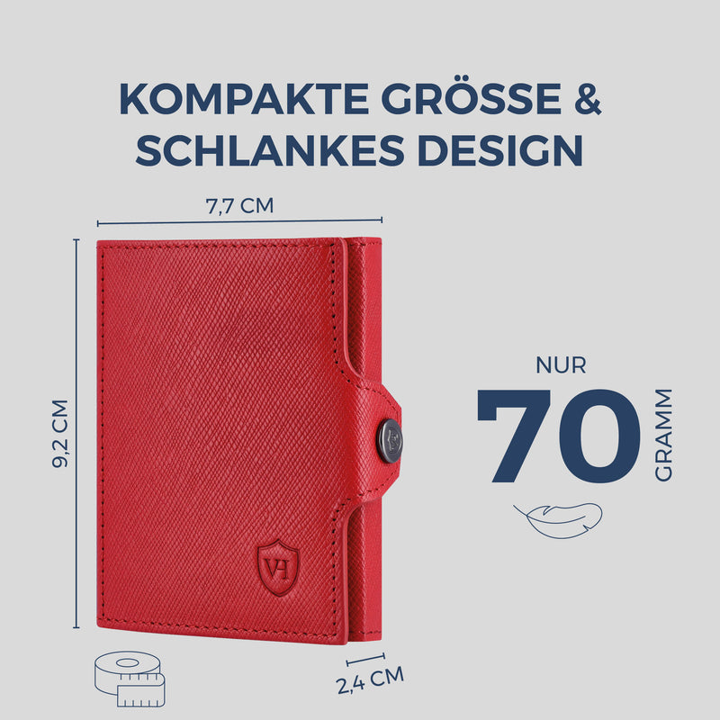 Slim Wallet mit RFID-Schutz, 7 Kartenfächer & XL-Münzfach (Saffiano)