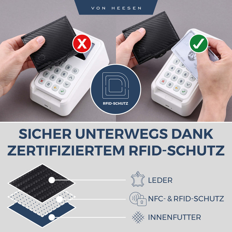 Slim Wallet mit RFID-Schutz, 5 Kartenfächer und XXL-Münzfach