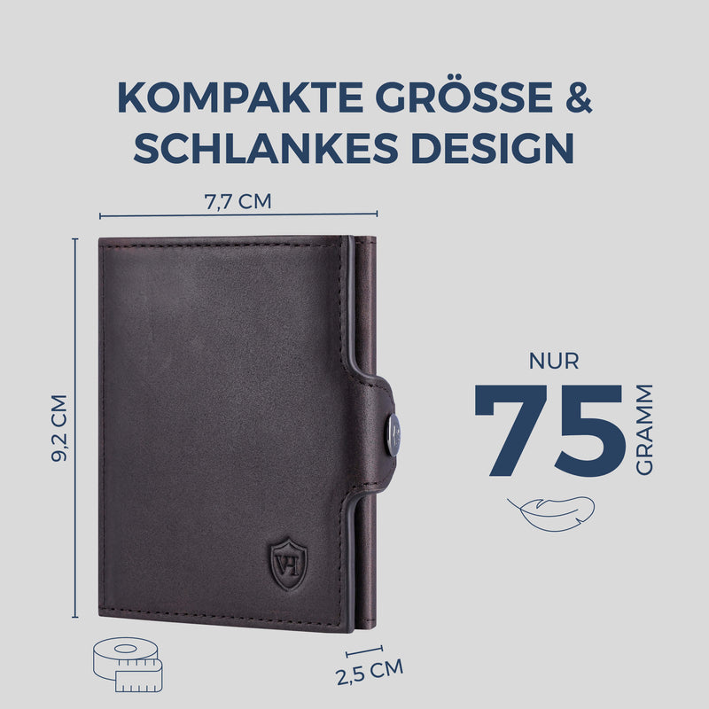 Slim Wallet mit RFID-Schutz, 7 Kartenfächer & XXL-Münzfach (Waxy)