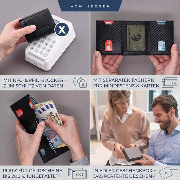 Slim Wallet mit RFID-Schutz und 6 Kartenfächer