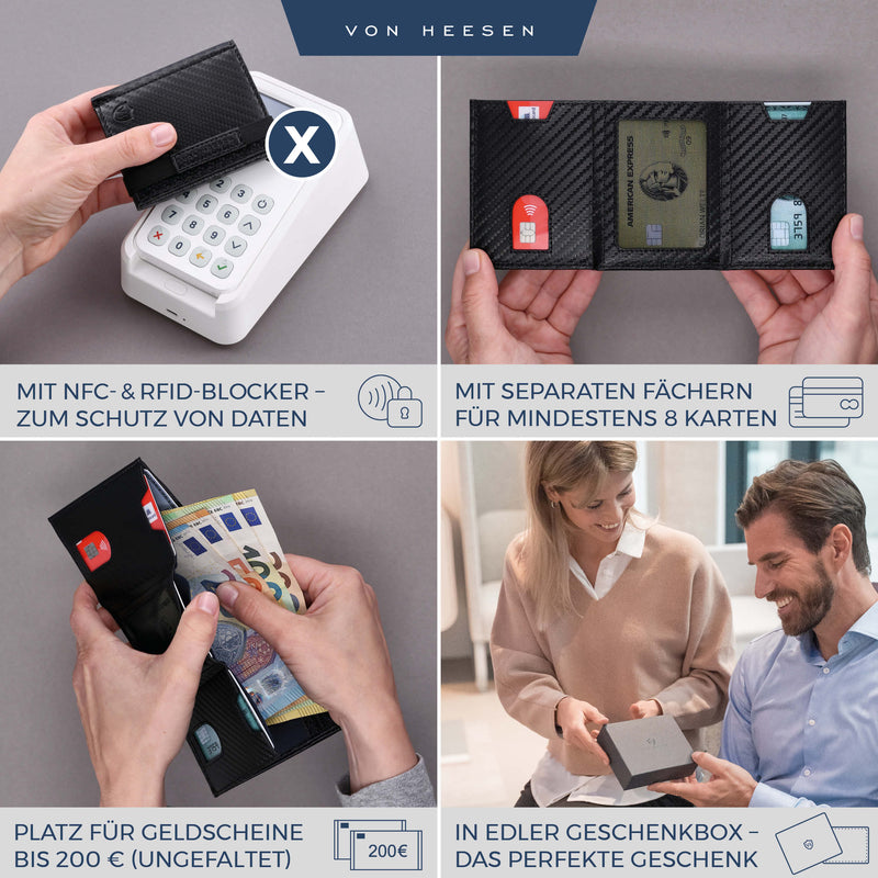 Slim Wallet mit RFID-Schutz und 6 Kartenfächer