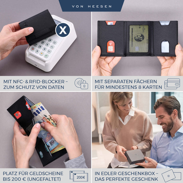 Slim Wallet mit RFID-Schutz und 6 Kartenfächer