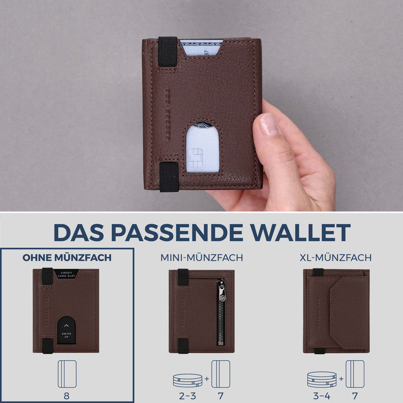 Slim Wallet mit RFID-Schutz & 8 Kartenfächer (Genarbt)