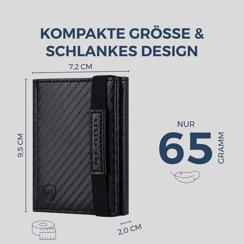 Slim Wallet mit RFID-Schutz & 8 Kartenfächer (Carbon)