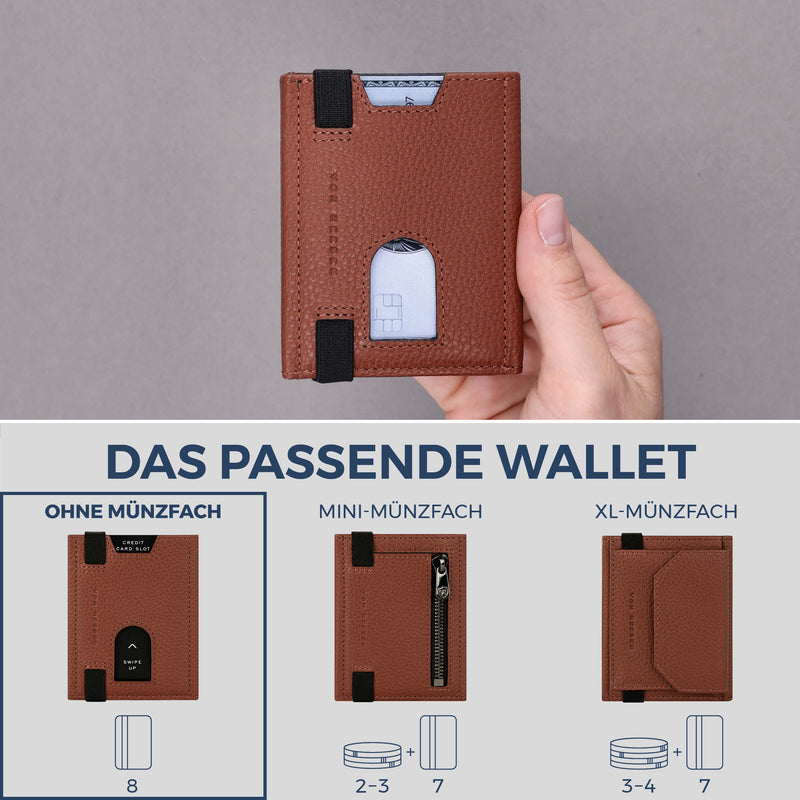 Slim Wallet mit RFID-Schutz & 8 Kartenfächer (Genarbt)