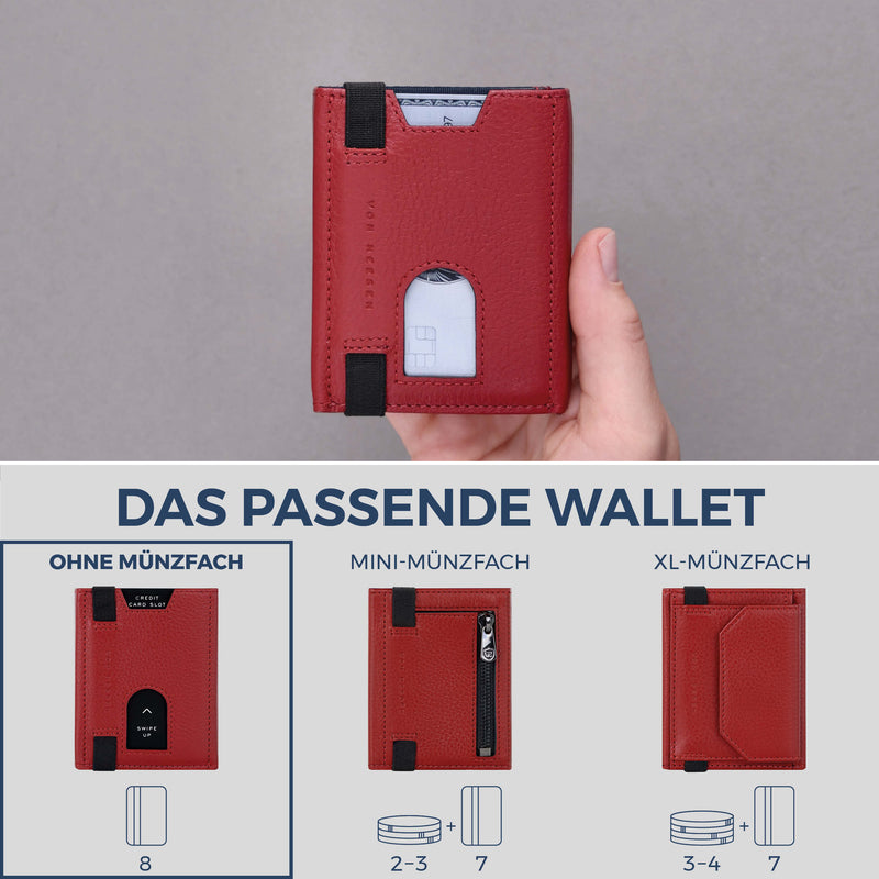 Slim Wallet mit RFID-Schutz & 8 Kartenfächer (Genarbt)