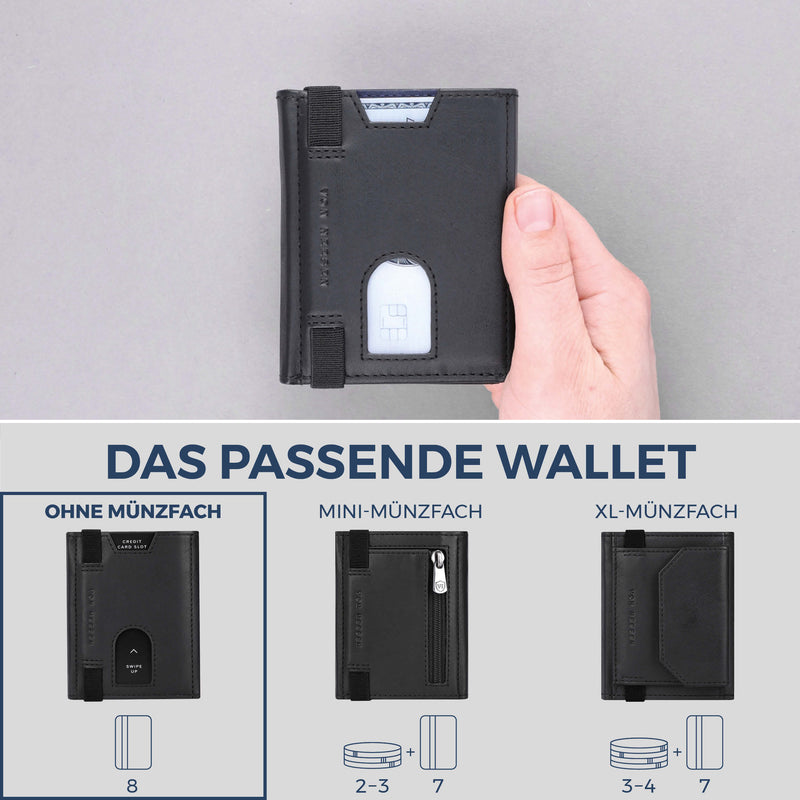 Slim Wallet mit RFID-Schutz & 8 Kartenfächer (Waxy)
