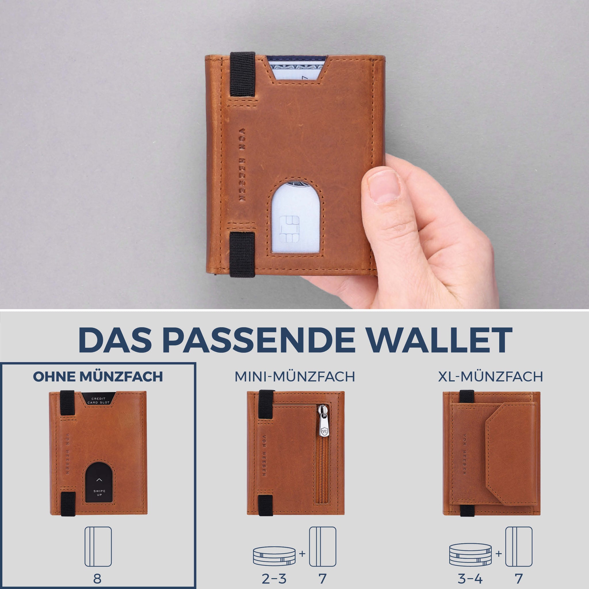 Slim Wallet mit RFID-Schutz & 8 Kartenfächer (Waxy)