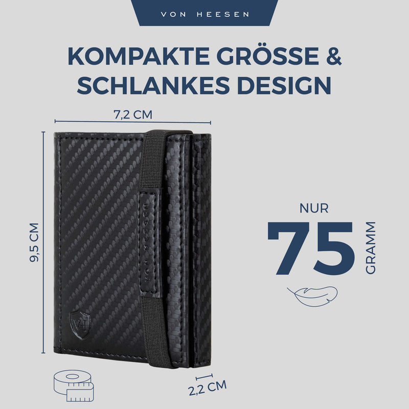 Slim Wallet mit RFID-Schutz, 5 Kartenfächer und Mini-Münzfach